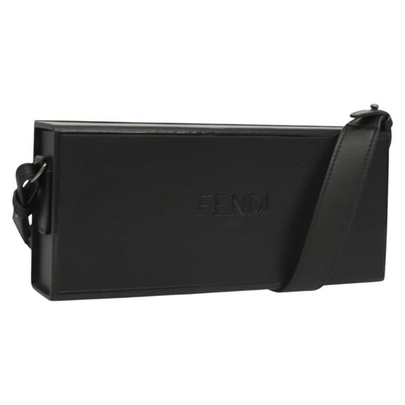 FENDI Box Shoulder Bag Leather Black Silver - Picture 1 of 12